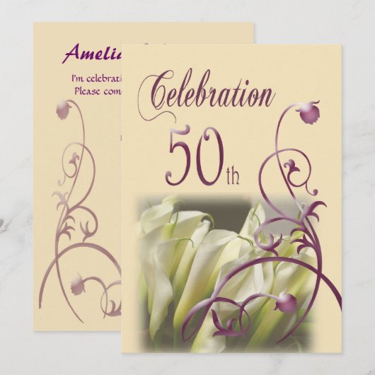 Uitnodigingskaarten voor 50e verpartij kaart (Voorkant / Achterkant)