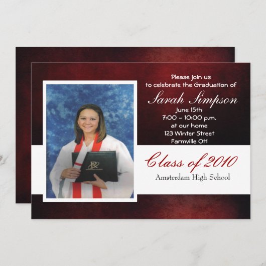 Uitnodigingskaarten voor afstuderen kaart (Voorkant / Achterkant)