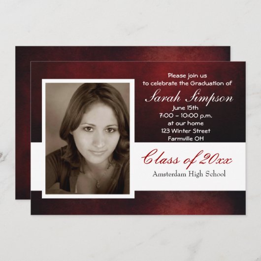 Uitnodigingskaarten voor afstuderen kaart (Voorkant / Achterkant)