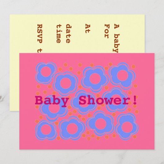 Uitnodigingskaarten voor baby showers kaart (Voorkant / Achterkant)