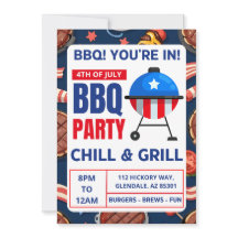 uitnodigingskaarten voor BBQ familie reünie 4 juli