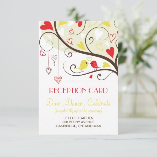 Uitnodigingskaarten voor de ontvangst met rode en  kaart (Staand voorkant)