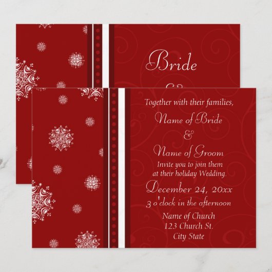 Uitnodigingskaarten voor kerstbruiloft kaart (Voorkant / Achterkant)