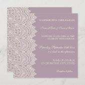Uitnodigingskaarten voor Paarse Lace Pattern Wedde Kaart (Voorkant / Achterkant)