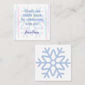 Uitnodigingskaartje ijsprinses 4de verjaardagsfees vierkante visitekaartje (Voorkant / Achterkant)