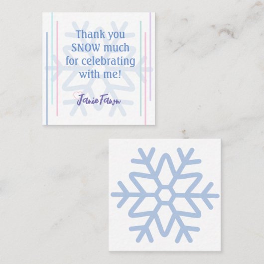 Uitnodigingskaartje ijsprinses 4de verjaardagsfees vierkante visitekaartje (Voorkant / Achterkant)