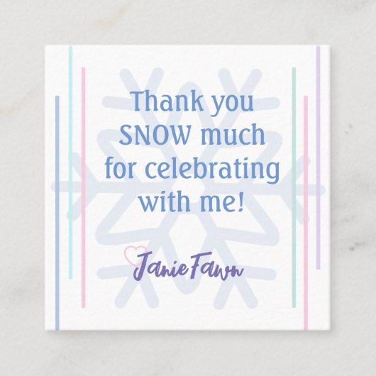 Uitnodigingskaartje ijsprinses 4de verjaardagsfees vierkante visitekaartje (Voorkant)