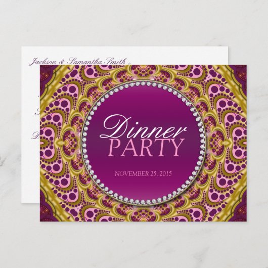 Uitnodigingskaartje voor exotisch oosters dinerfee uitnodiging briefkaart (Voorkant / Achterkant)