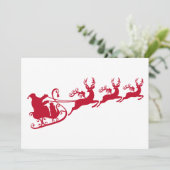 Uitnodigingskerstman met zijn slee en herders kaart (Staand voorkant)