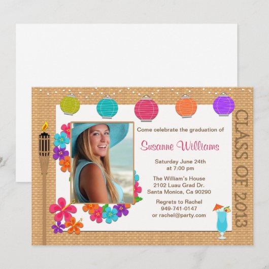 Uitnodigingsklasse Luau Afstuderen van 2013 Kaart (Voorkant / Achterkant)