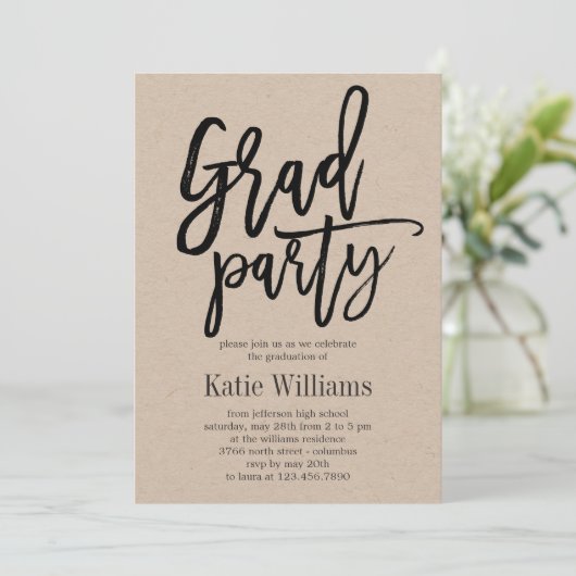 UitnodigingsKraft voor Charm Graduation Party in B Kaart (Staand voorkant)