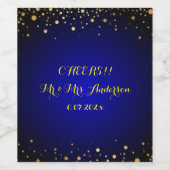 Uitnodigingslabel voor koninklijke blauwe en goude wijn etiket (Enkel label)