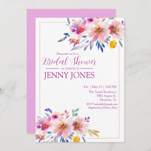 Uitnodigingslegant voor bruiloft kaart (Voorkant / Achterkant)