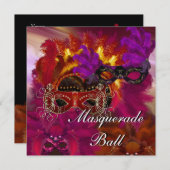 Uitnodigingsmaskers Masquerade Ball Party 6 Kaart (Voorkant / Achterkant)