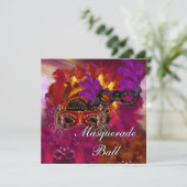 Uitnodigingsmaskers Masquerade Ball Party 6 Kaart (Staand voorkant)