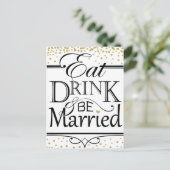 Uitnodigingsontwerp 'Eet, drink en trouw' Uitnodiging Briefkaart (Staand voorkant)