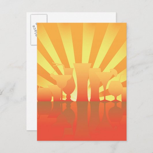 Uitnodigingsontwerp voor de zomerpartij uitnodiging briefkaart (Voorkant / Achterkant)