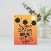 Uitnodigingsontwerp voor zomernachten op strand kaart (Staand voorkant)