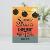 Uitnodigingsontwerp voor zomernachten op strand kaart (Staand voorkant)