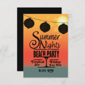 Uitnodigingsontwerp voor zomernachten op strand kaart (Voorkant / Achterkant)