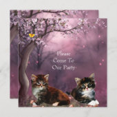 Uitnodigingspartij Kittens Cats Enchanted Kaart (Voorkant / Achterkant)