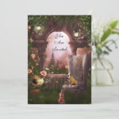 Uitnodigingspartij Moonlight Violin Dog Gramaphone Kaart (Staand voorkant)