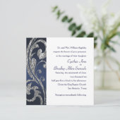 Uitnodigingsplein Navy Faux Silver Foil Design Kaart (Staand voorkant)