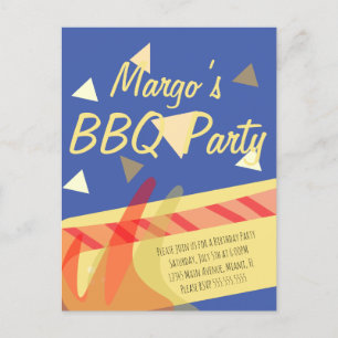 Uitnodigingspost voor hotdog barbecue verjaardagsf briefkaart