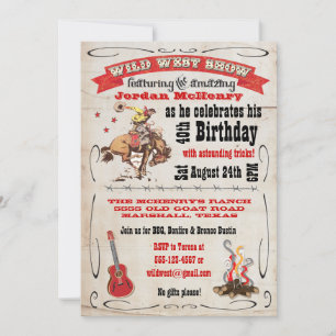 Uitnodigingsposter voor Wild West Show-verjaardags Kaart