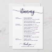 Uitnodigingsprogramma Trouwweekend Chic Navy Blauw Kaart (Achterkant)