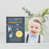 Uitnodigingsraketten voor buitenruimtevaart kaart (Staand voorkant)