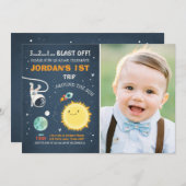Uitnodigingsraketten voor buitenruimtevaart kaart (Voorkant / Achterkant)