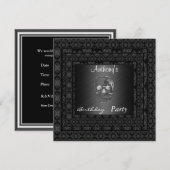 Uitnodigingsschedel 15e verjaardag Black Kaart (Voorkant / Achterkant)