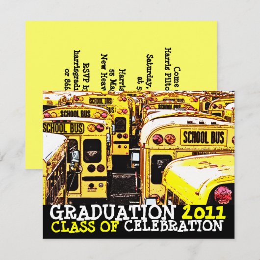 Uitnodigingsschool voor afgestudeerden 7 kaart (Voorkant / Achterkant)