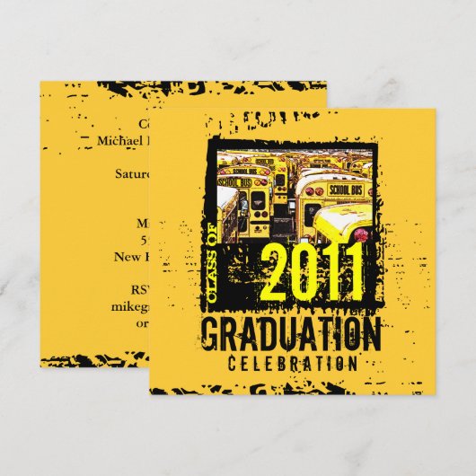 Uitnodigingsschool voor afgestudeerden 9 kaart (Voorkant / Achterkant)