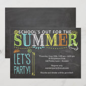 Uitnodigingsschool voor zomerfeest kaart (Voorkant / Achterkant)