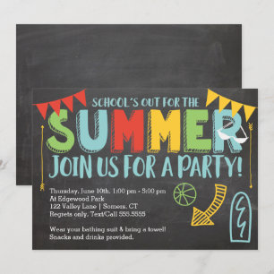 Uitnodigingsschool voor zomerfeest kaart