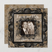 Uitnodigingsservice Black Brown Lijst Kaart (Voorkant / Achterkant)