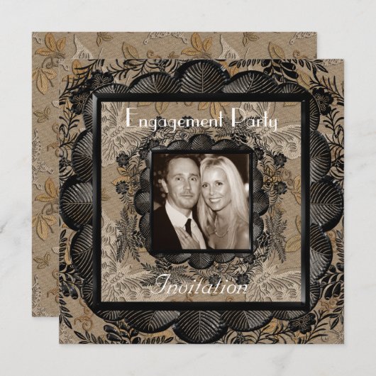 Uitnodigingsservice Black Brown Lijst Kaart (Voorkant / Achterkant)