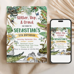 Uitnodigingssjabloon voor reptielenverjaardag, aan kaart