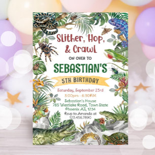 Uitnodigingssjabloon voor reptielenverjaardag, aan kaart