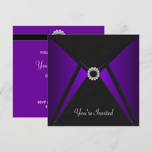 Uitnodigingstemplate voor alle gelegenheden in zwa kaart (Voorkant / Achterkant)