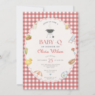 Uitnodigingstemplate voor Baby-Q-douche Bewerkbaar Kaart