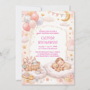 Uitnodigingstemplate voor babyfeestje dat bewerkt  kaart