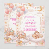 Uitnodigingstemplate voor babyfeestje dat bewerkt  kaart (Voorkant / Achterkant)