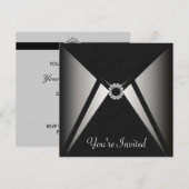 Uitnodigingstemplate voor elegante zwarte feestjes kaart (Voorkant / Achterkant)