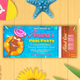 uitnodigingsticket voor poolparty kaart