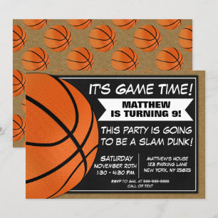 Uitnodigingsventilatoren voor Basketball Birthday Kaart