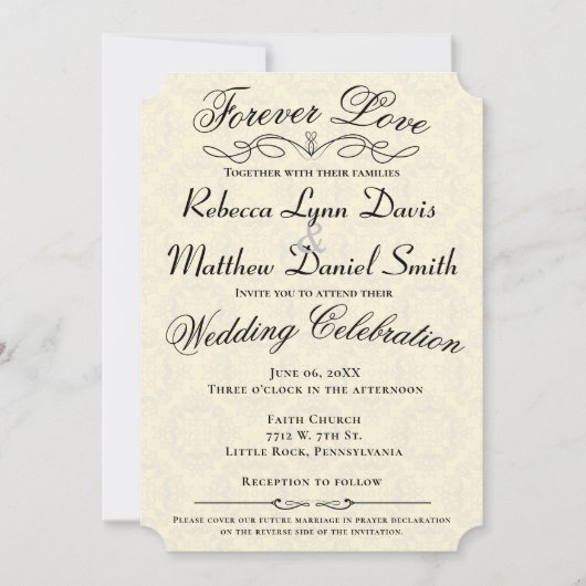 Uitnodigingsverklaring voor liefdesweddenschappen kaart (Voorkant)