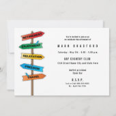 Uitnodigingswegtekens WHITE-naam Kaart (Achterkant)